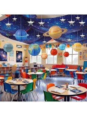 45 Pcs Space-Themed Classroom Ceiling Decor | Back to School Decorations